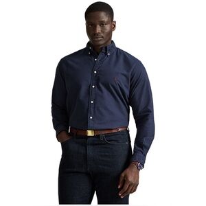 Ralph Lauren Blue Label Dark Navy Garment Dyed Oxford Button Down Dress Shirt